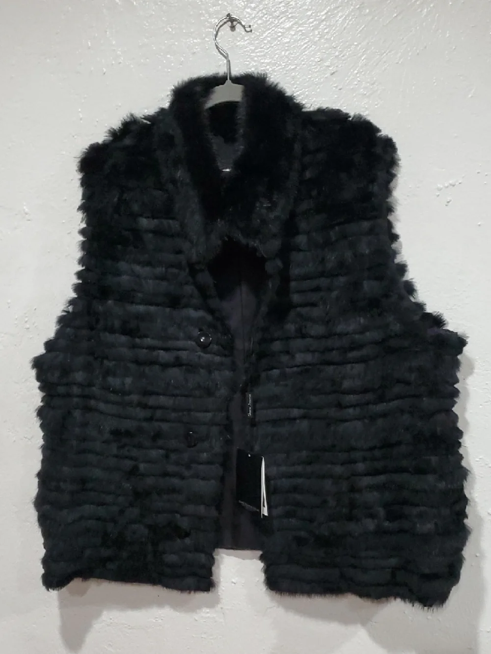 George Simonton Couture Genuine Rabbit Fur & Silk Reversible Vest Size 2X